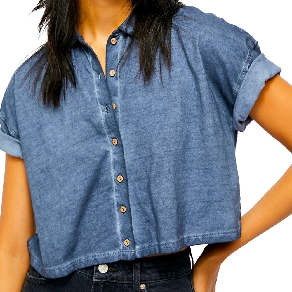 NWT FREE PEOPLE WEEKEND RUSH TOP BUTTON SI…